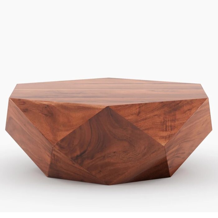 Furnshine - Selby Solid Sheesham Wood Geometrical Shape Coffee Table - Image 2