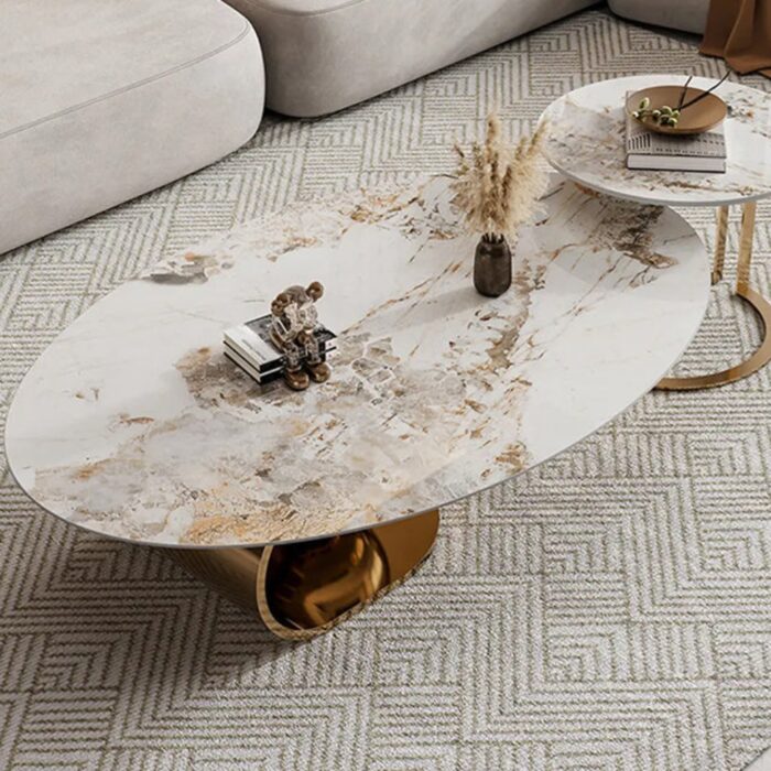Furnshine - Stainless Steel Ball Design Marble Top Coffee Table - Image 2