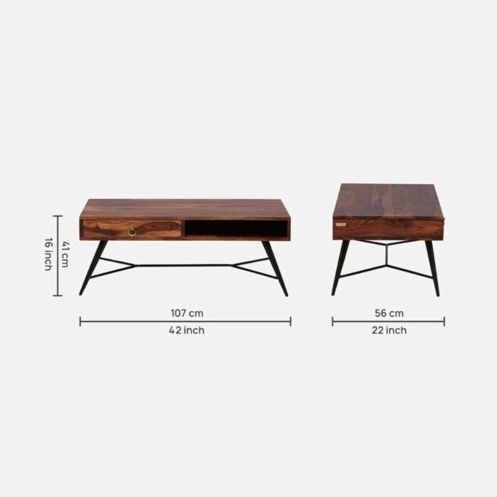 Furnshine - Tory Sheesham Wood Coffee Table with Iron Legs - Image 8