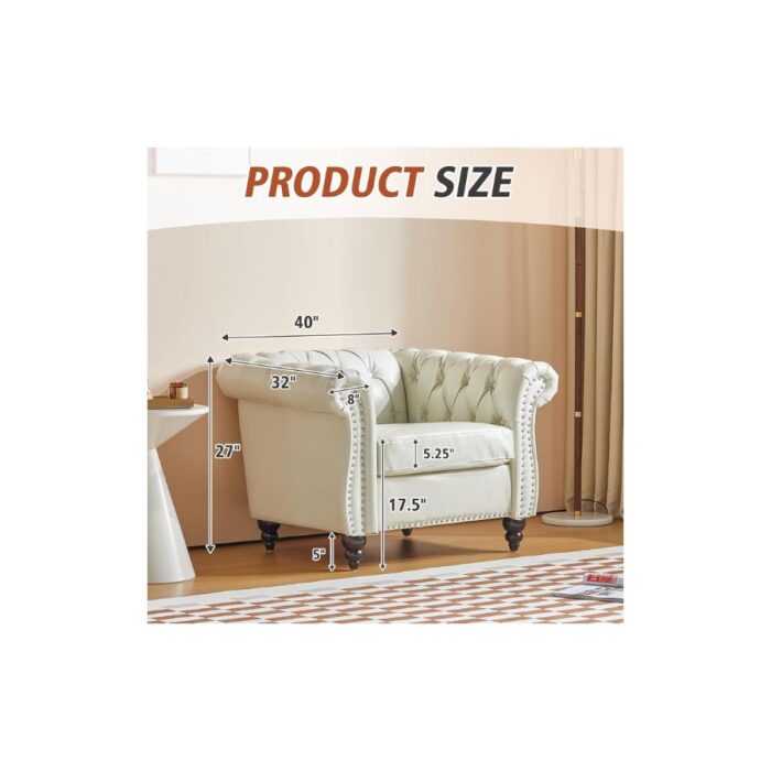 Furnshine - Vere 3 Pieces Faux Leather Chesterfield Sofa with Loveseat & Couch Chair - Image 28