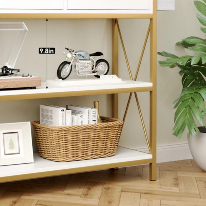 Furnshine - Marston Three Drawer White Gold Engineered Wood Console Table - Image 5