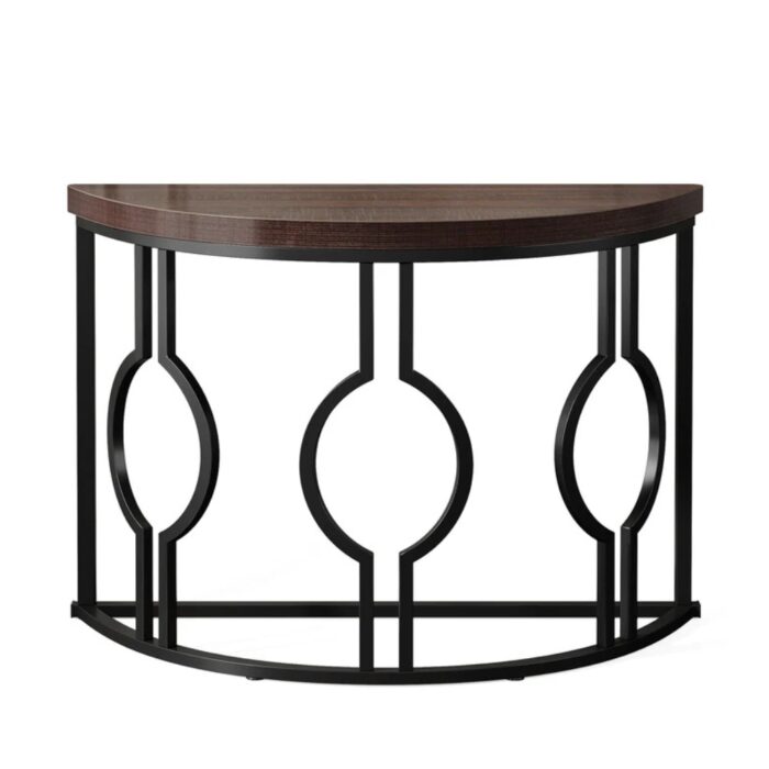Furnshine - 43.3" Industrial Semi Circle Half Moon Console Table for Entryway with Metal Base - Image 7
