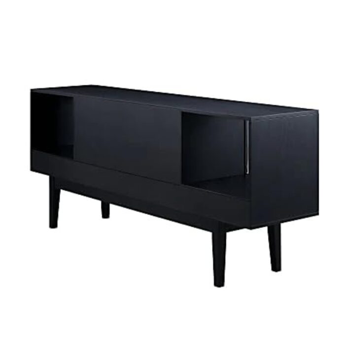 Furnshine - Dane Solid Mango Wood Cane TV Unit Cabinet with Sliding Doors - Image 3