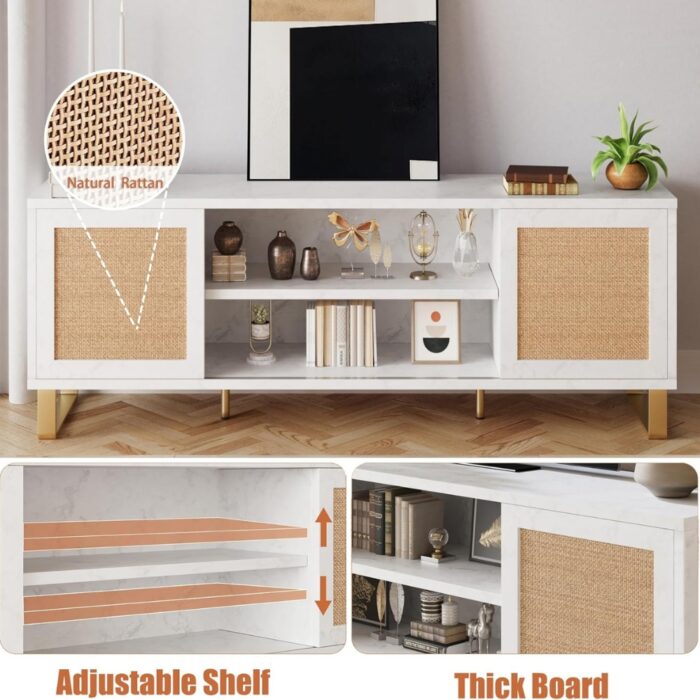 Furnshine - Bromley Rattan Entertainment Center for 65 Inch Modern TV Unit - Image 4