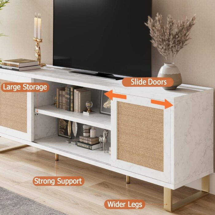 Furnshine - Bromley Rattan Entertainment Center for 65 Inch Modern TV Unit - Image 7