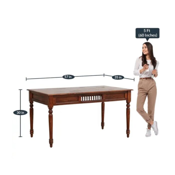 Furn Shine - Cleo Traditional Solid Wood 6-Seater Dining Table Set - Image 6