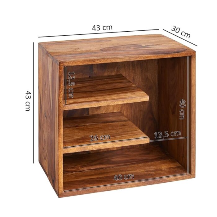 Furnshine - Blakeley Sheesham Wood Bedside End Table with 3 Shelf - Image 8