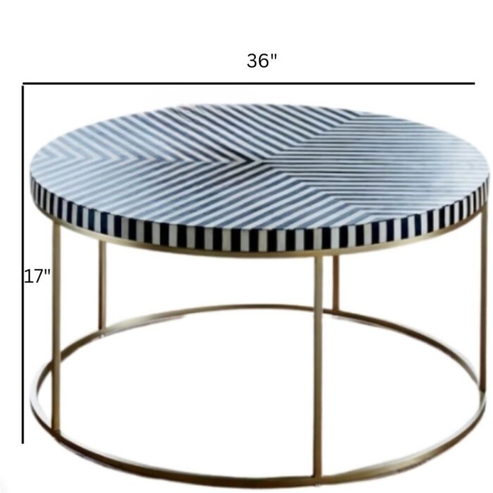 Furnshine - Horton Bone Inlay Black & White Coffee Table with Stand - Image 3