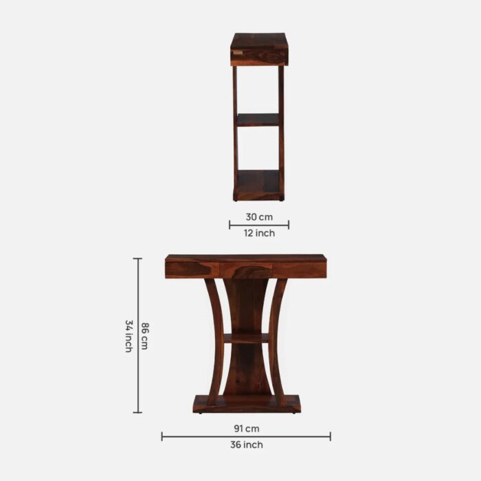 Furnshine - Hawes Sheesham Wood Console Side Table with Drawer Storage - Image 8