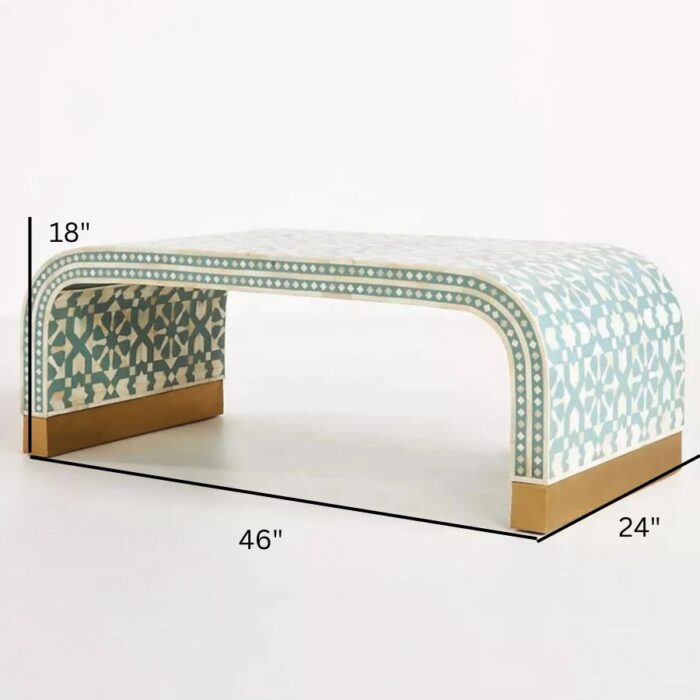 Furnshine - Drover Moroccan Bone Inlay Waterfall Coffee Table (Green) - Image 5