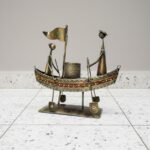 Furnshine - Embry Multicolor Iron 2 Human in Boat Pen Holder & Showpiece, Unique Artistic Pen Stand, Desk Organizer for Home & Office