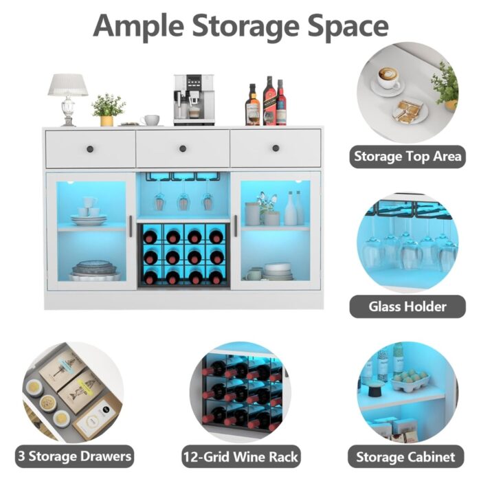 Furnshine - Kendal Wine Bar Cabinet with LED Light - Image 7