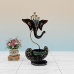 Furnshine - Kipling Black Iron Painted Lord Ganesha Tea Light Candle Holder, Ganpati Diya Stand for Puja Room & Temple, Diwali Decoration - Image 3