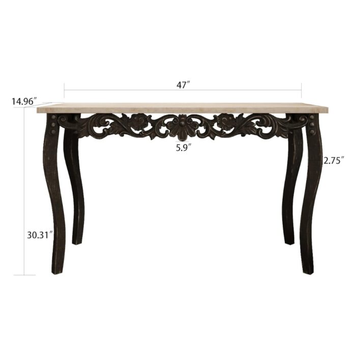 Furnshine - Beal Wooden Carved Console Table in Solid Mango Wood - Image 8