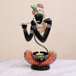 Furnshine - Bliss Krishna Tea Light Candle Holder – Handcrafted Black Metal Tealight Stand for Home Décor & Pooja Room - Image 2