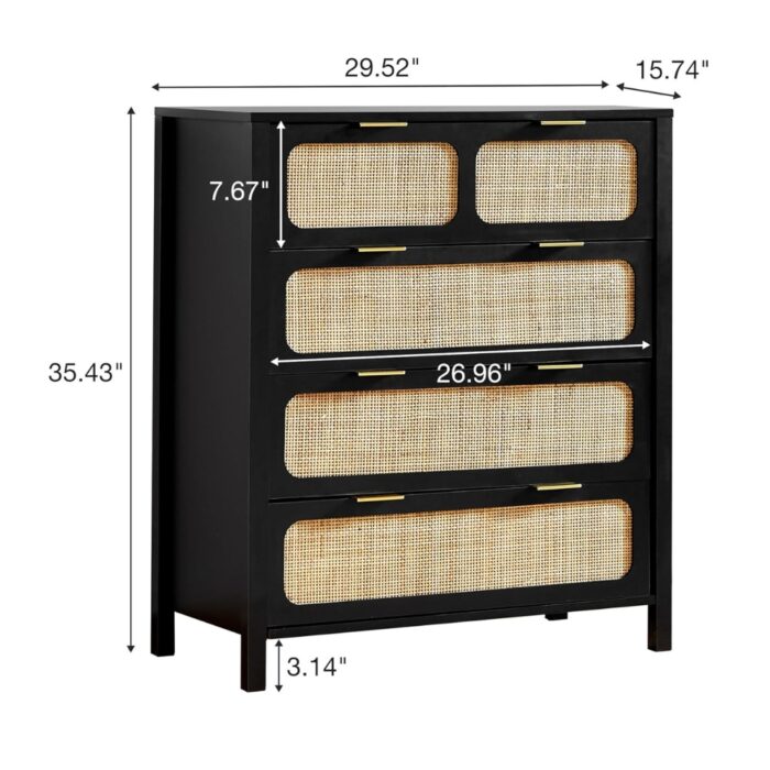 Furnshine - Simpson Wooden Rattan Finish 4-Drawer Chest of Drawer - Image 8