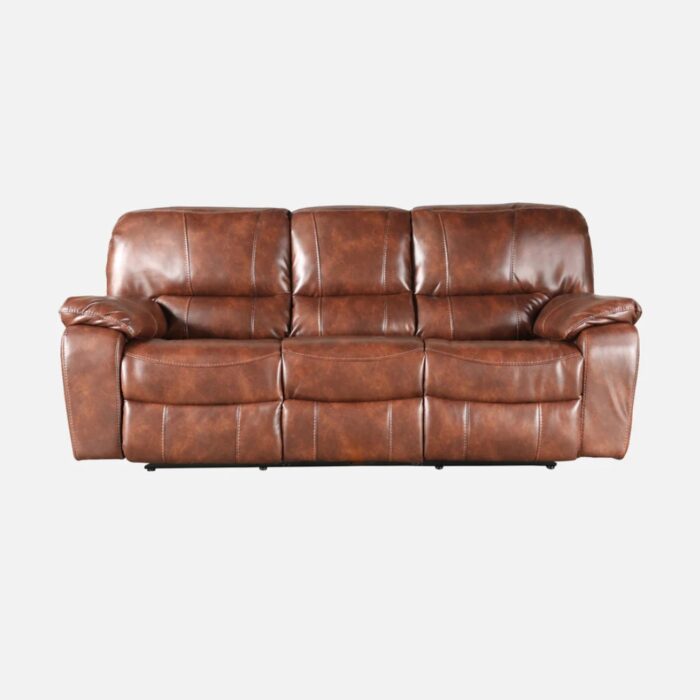 Furnshine - Tristram Leather Fabric Three Seater Recliner Sofa (Brown) - Image 2