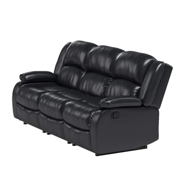 Furnshine - Ceil PU Leatherette 3-Seater Recliner Sofa (Black) - Image 6
