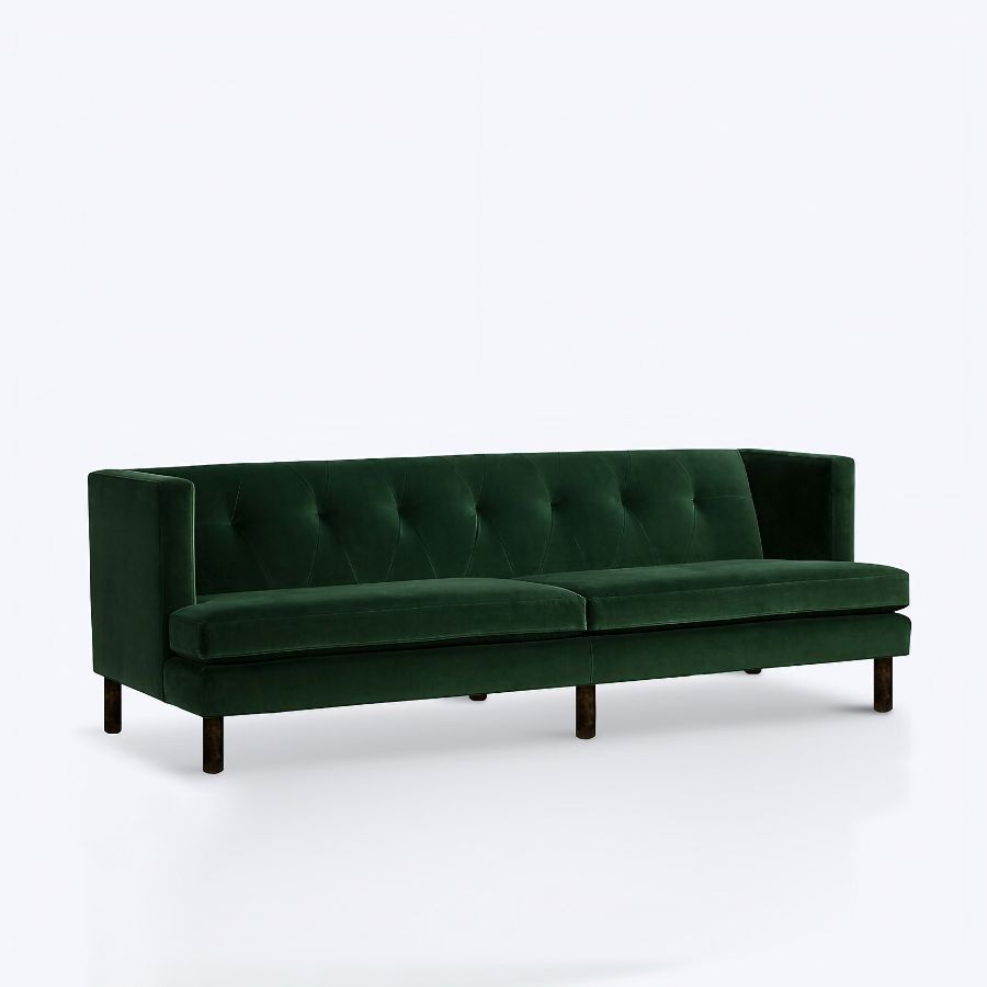 xr:d:DAFfBoU2ugw:8,j:2039552378,t:23040306 Furn Shine - The Cicero Emerald Green Velvet 3 Seater Sofa - Image 2