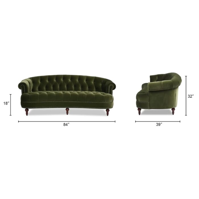 Furnshine - Tay 84'' Green Velvet 3-Seater Sofa, Loveseat & Chair Set - Image 6