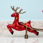 Furnshine - Arnold Handcrafted Metal Deer Cart Pen Holder – Festive Indian Folk Art Desk Organizer - Image 3