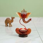 Furnshine -  Presley Ganpati T light Holder for Home Decor – Festive Hand Painted Candle Stand (Red & Orange) - Image 4