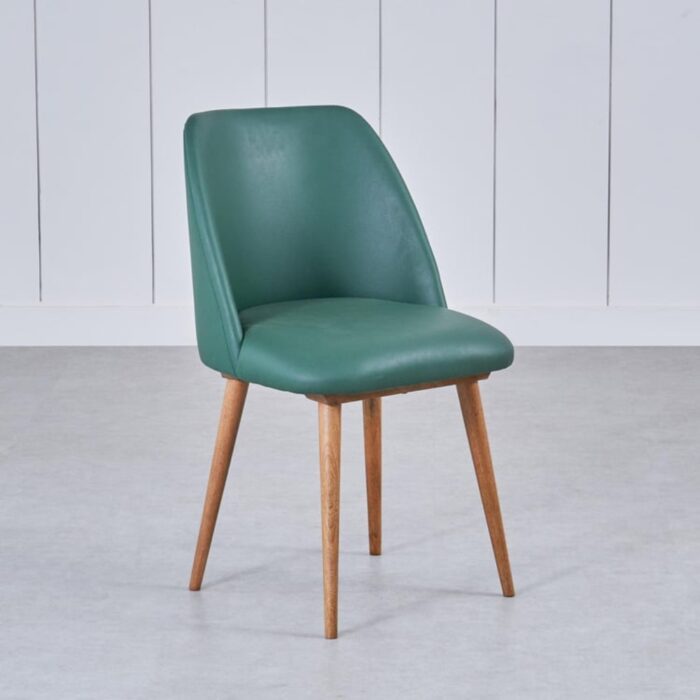 Furnshine - Rue Mango Wood Frame Set of 2 Faux Leather Seating Dining Chair - Green - Image 4