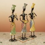 Furnshine - Vinny Handcrafted Rajasthani Musician Figurine Set – Iron Folk Art Table Decor (Set of 3 Colors) - Image 3