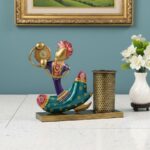 Furnshine - Alton Handcrafted Rajasthani Musician Pen Holder – Artistic Multicolor Metal Desk Organizer for Home & Office Decor - Image 2