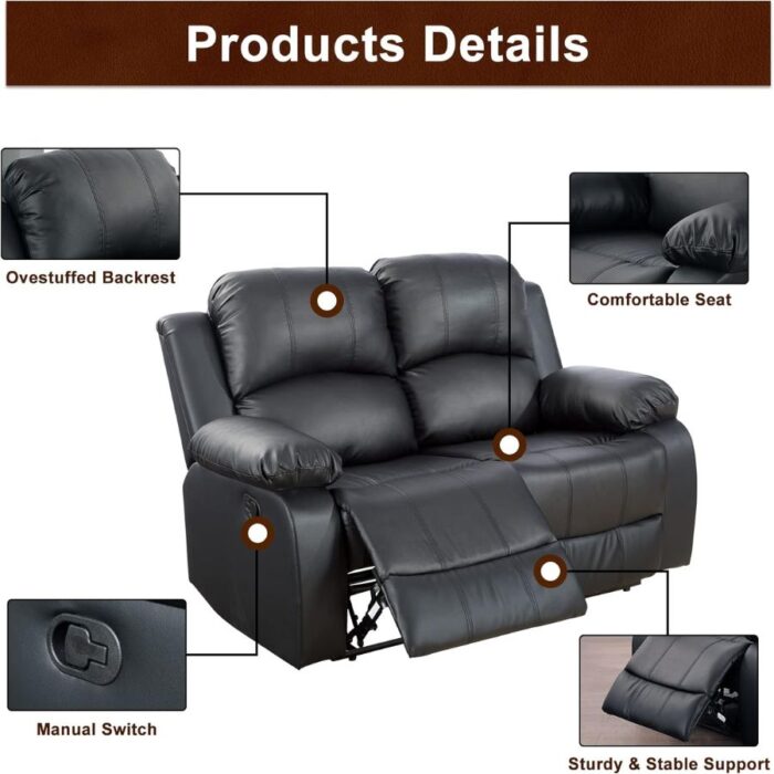 Furnshine - Jarrett Luxury Leather Recliner Sofa with Loveseat & Chair - Image 11