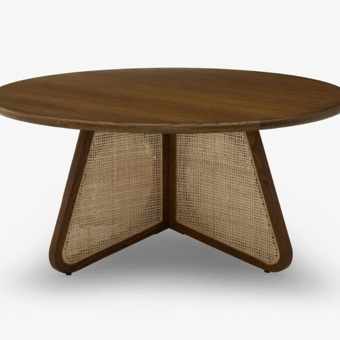 Furn Shine - Butterfly Rattan Coffee Table in Solid Wood with Natural Cane Legs - Image 1