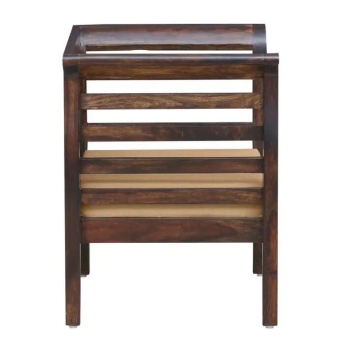 Furn Shine - The Rufus Solid Walnut Finish 1-Seater Sofa (Brown) - Image 3