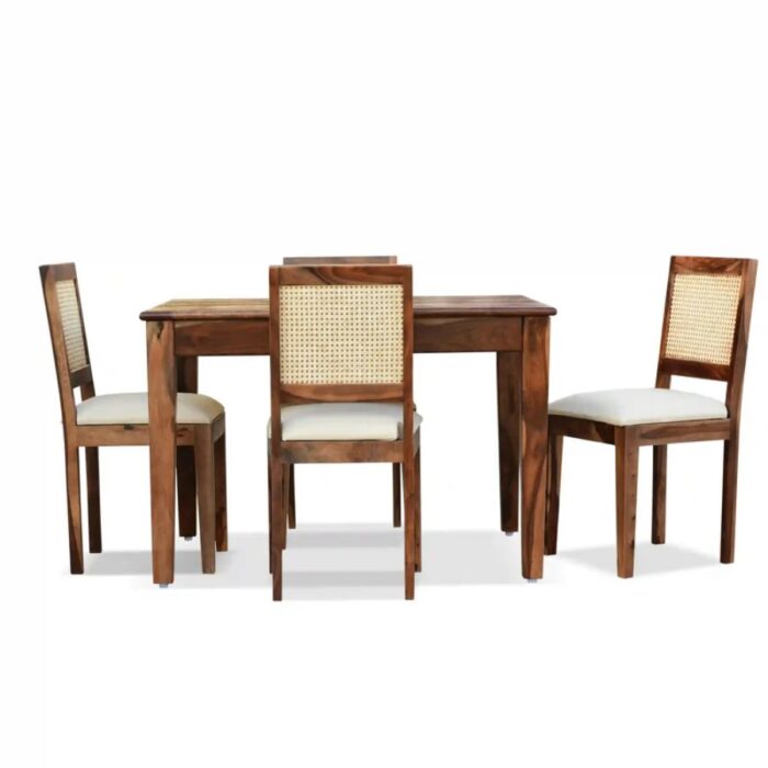Furnshine - Aaralyn Solid Wood Cane 4 Seater Dining Table Set - Image 3