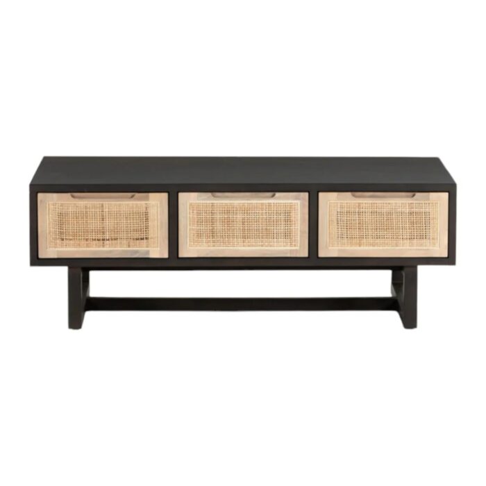 Furnshine - Noyce Solid Mango Wood Three Drawer Rattan Coffee Table - Image 6