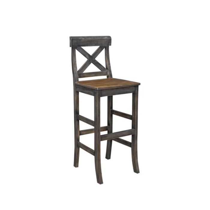 Furnshine - Clive Solid Wood Set of 2 Bar Stool in Vintage Finish - Image 8
