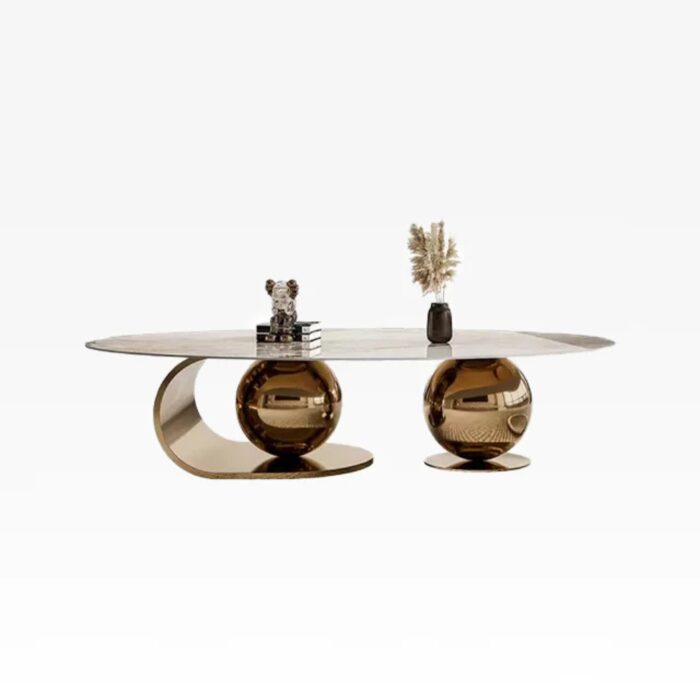 Furnshine - Stainless Steel Ball Design Marble Top Coffee Table - Image 3