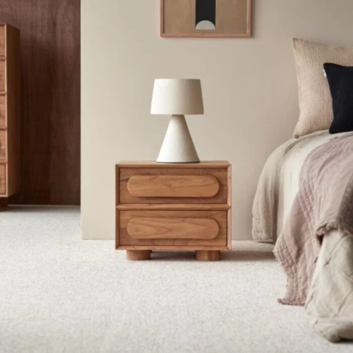 Furnshine - Raines Solid Wood Two Drawer Bedside Table - Natural Finish - Image 3