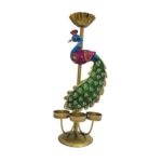 Furnshine - Tammy Handcrafted Metal Peacock T-Light Holder for Festive Home Decor, Diwali, Housewarming & Pooja - Image 4