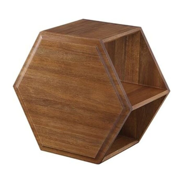 Furnshine - Quixley Solid Wood Hexagon Side Table with 2 Open Storage Box - Image 6