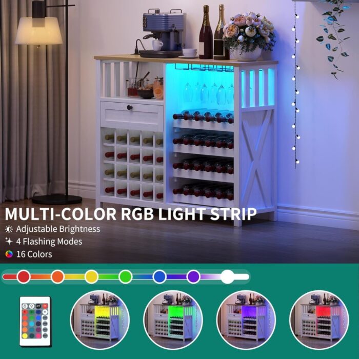Furnshine - Faxon 47" Wine Bar Cabinet with LED Lights & Power Outlet - Image 4