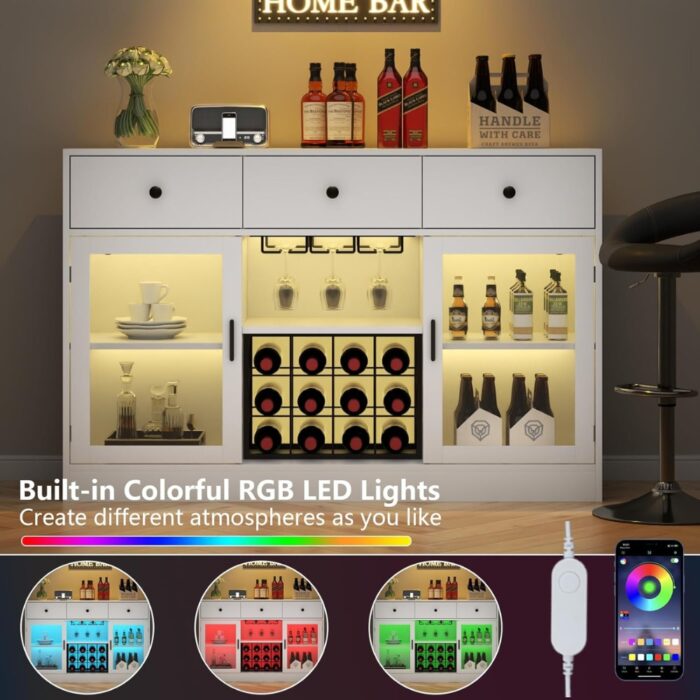 Furnshine - Kendal Wine Bar Cabinet with LED Light - Image 5
