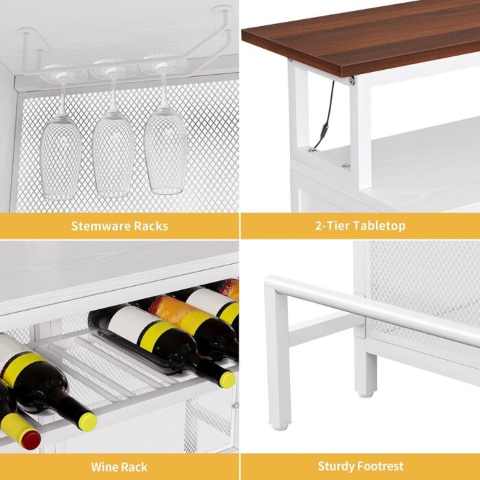 Furnshine - Gifford L-Shaped Home Bar Unit with LED Light APP Control - Image 4