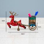 Furnshine - Arnold Handcrafted Metal Deer Cart Pen Holder – Festive Indian Folk Art Desk Organizer - Image 4
