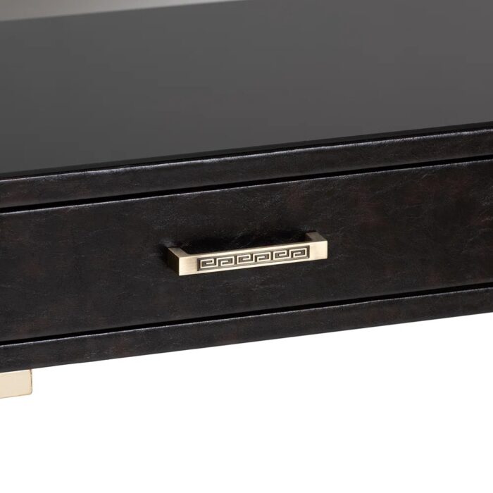 Futrnshine - Roxbury 41.3'' 2-Drawer Console Table (Dark Brown/Gold) - Image 6