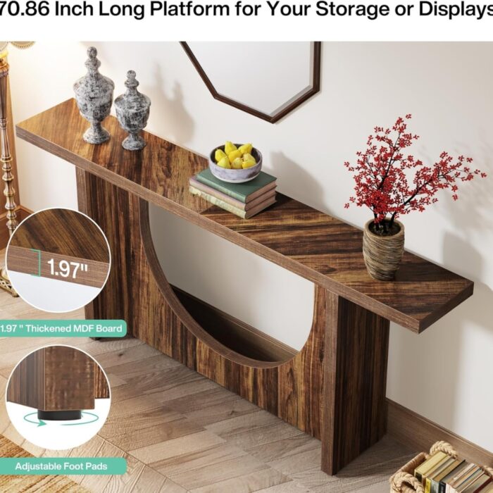 Furnshine - 70.86 Inch Farmhouse Console Table | Vintage Entryway Foyer Table - Image 7