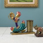 Furnshine - Alton Handcrafted Rajasthani Musician Pen Holder – Artistic Multicolor Metal Desk Organizer for Home & Office Decor - Image 3