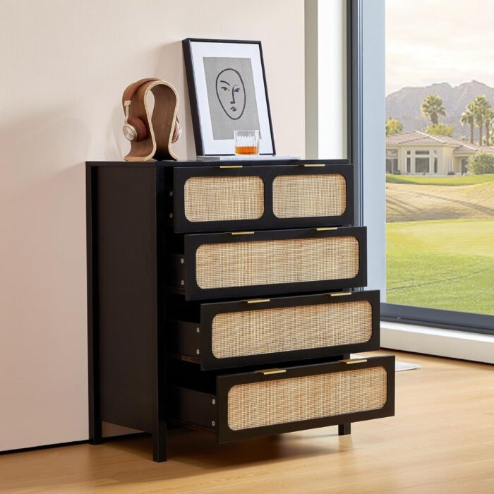 Furnshine - Simpson Wooden Rattan Finish 4-Drawer Chest of Drawer - Image 3