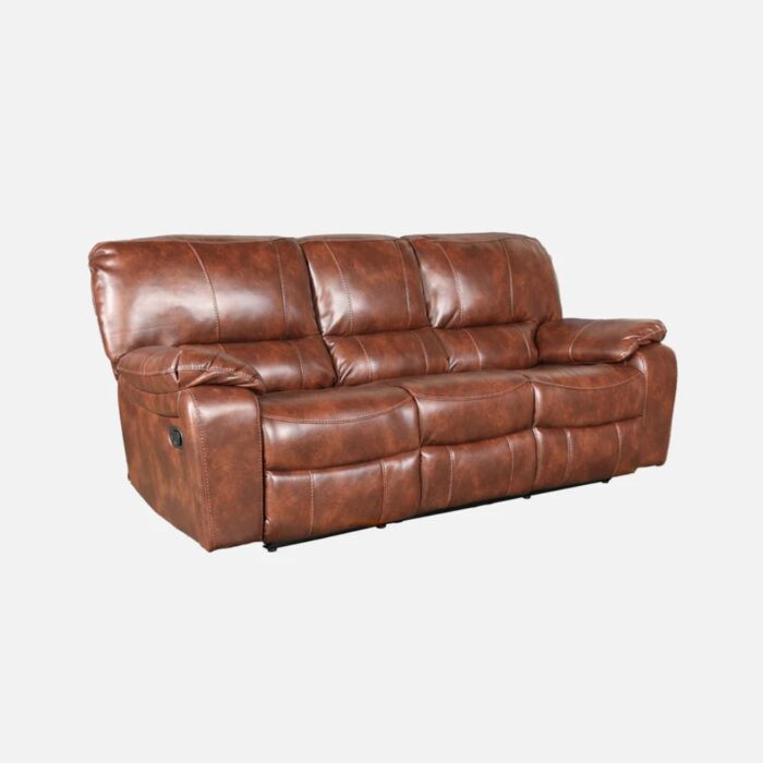 Furnshine - Tristram Leather Fabric Three Seater Recliner Sofa (Brown) - Image 3