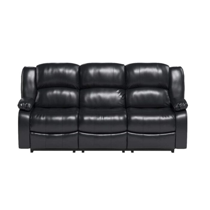 Furnshine - Ceil PU Leatherette 3-Seater Recliner Sofa (Black) - Image 4