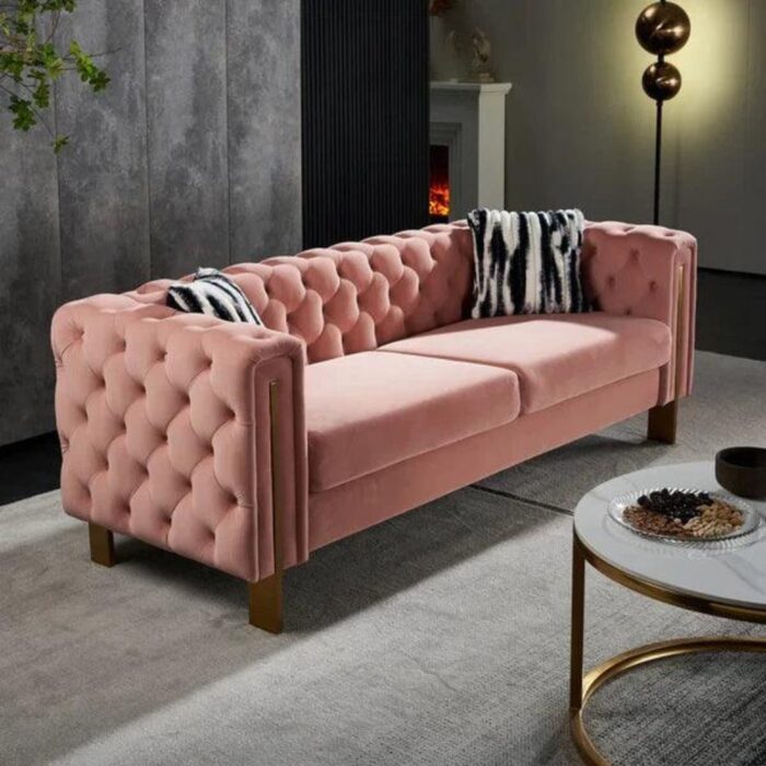Furnshine - Eaton 84.25'' Velvet Square Arm Sofa - Image 3